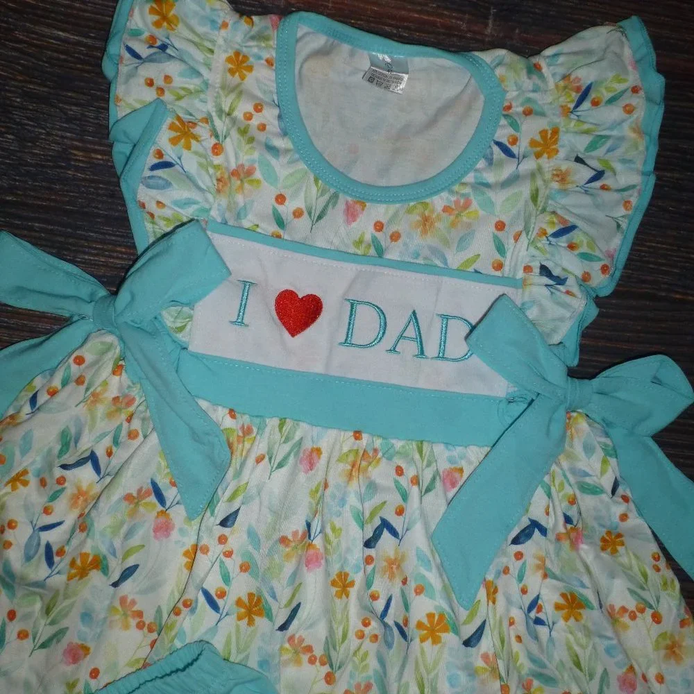 Boutique 'I Love Dad' Floral Tunic & Shorts Outfit Set